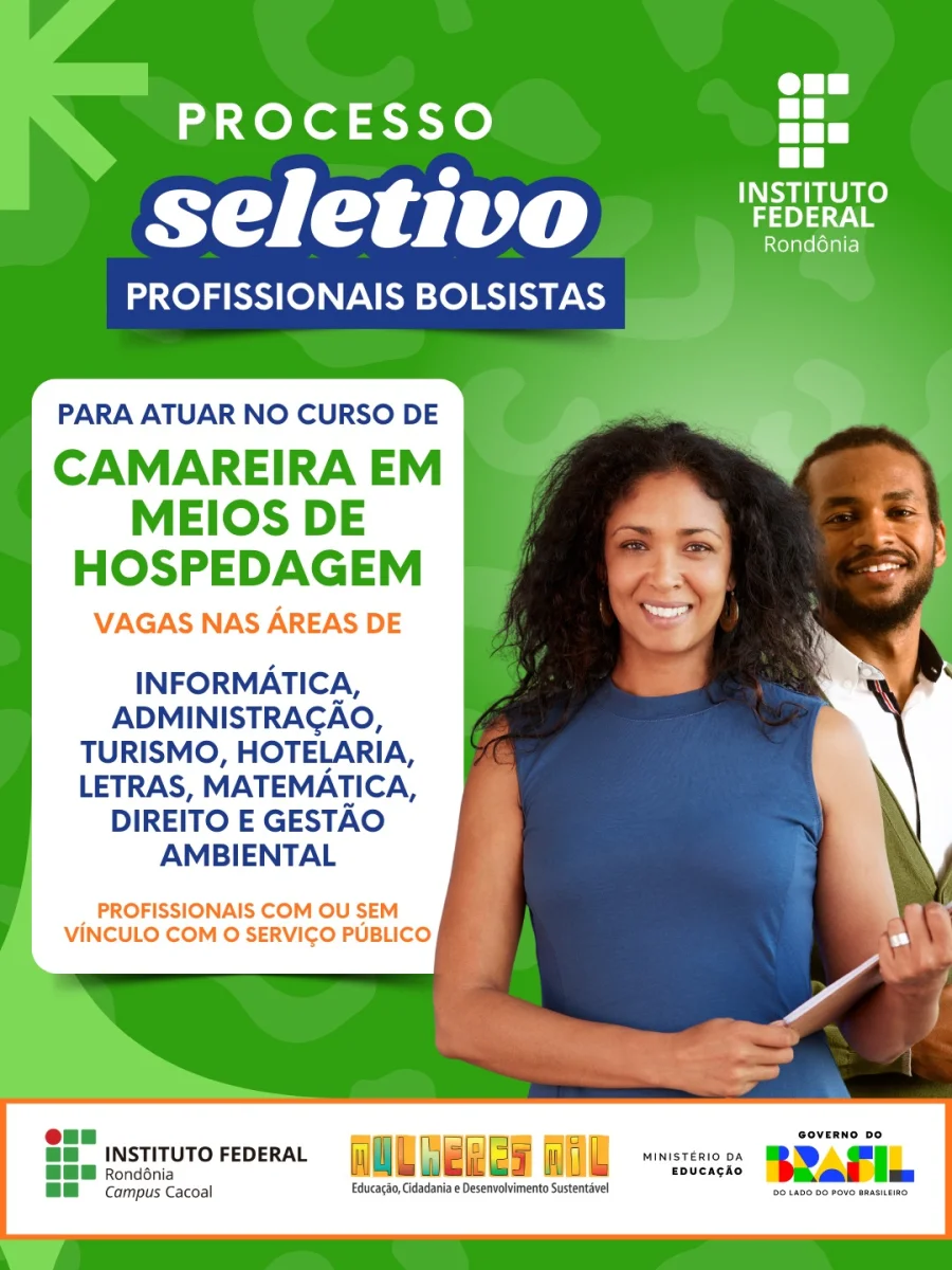 IFRO/CACOAL – Inscrições para processo seletivo de bolsistas do curso de Camareira em Meios de Hospedagem seguem até dia 18