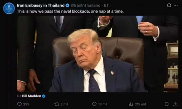 Trump aparece cochilando, e Irã não perdoa e provoca: ‘Assim que passamos pelo bloqueio’