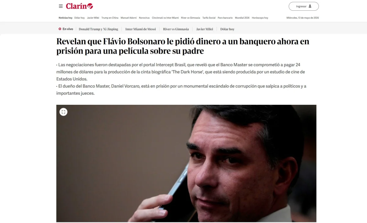 Relação entre Flávio Bolsonaro e Vorcaro repercute na imprensa internacional