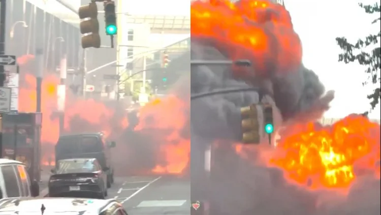 Carro pega fogo e explode próximo ao Touro de Wall Street em Nova York; veja vídeo