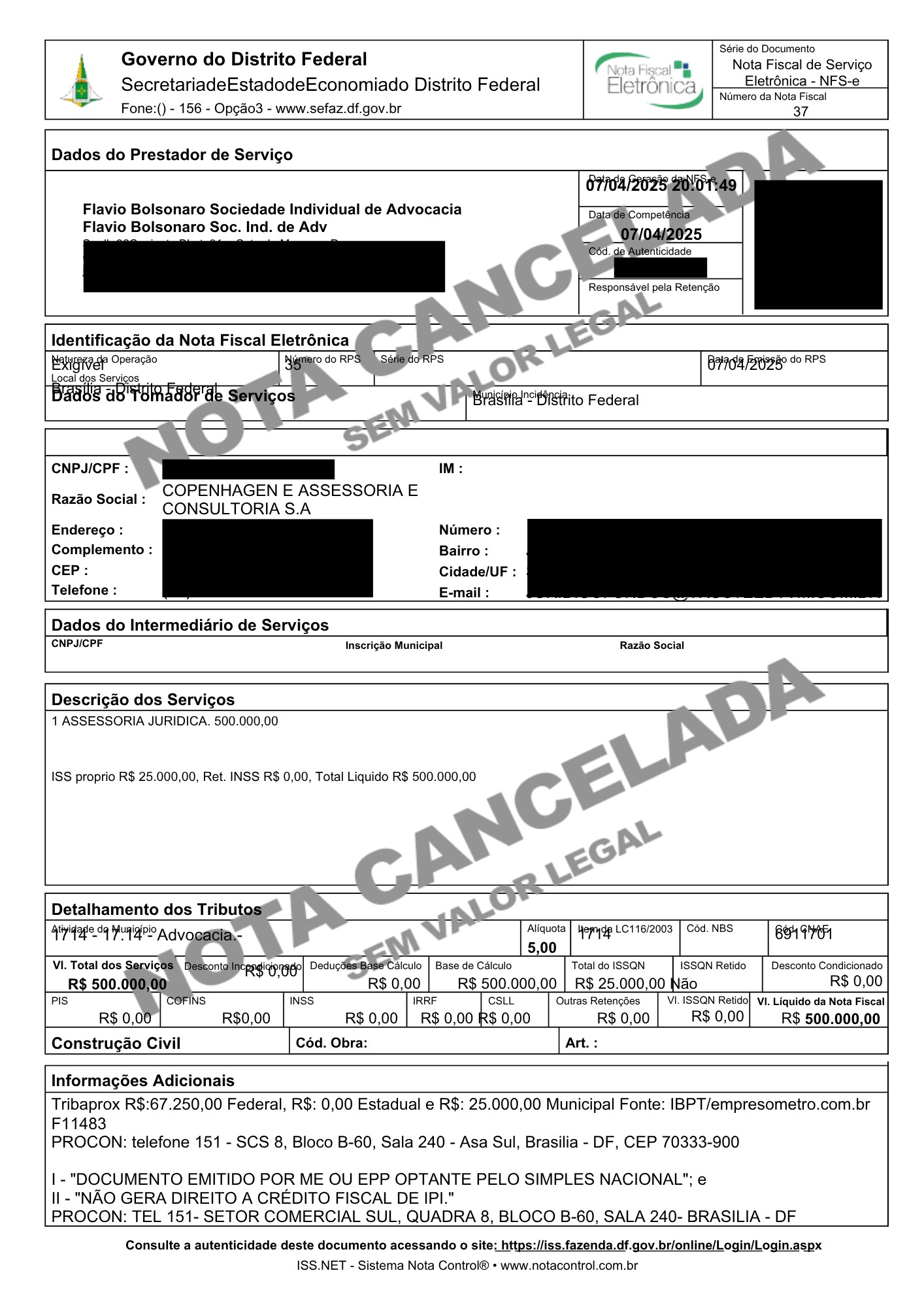Flávio Bolsonaro emitiu notas fiscais de R$ 500 mil para empresa que tinha suspeito no caso Master como diretor