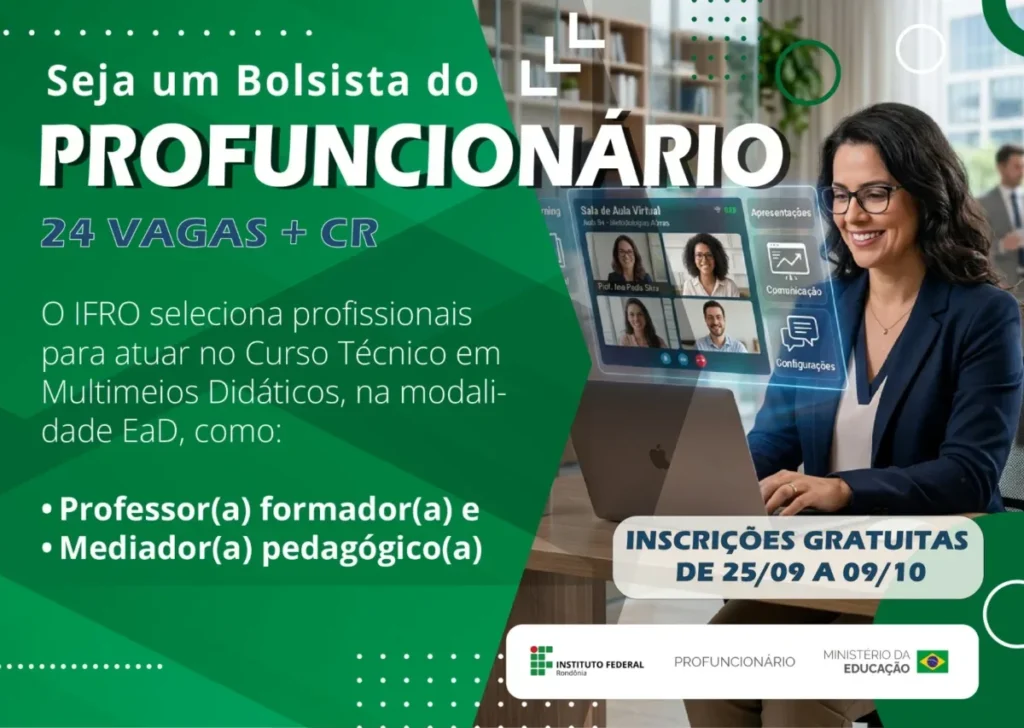 IFRO está com seleção aberta para professores formadores e mediadores pedagógicos do Programa Profuncionário