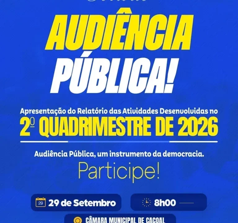 Prefeitura de Cacoal apresentará resultados do 2º quadrimestre em audiência pública no próximo dia 29