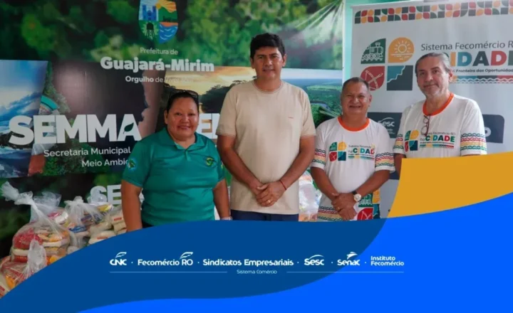 Sistema Fecomércio RO na Cidade arrecada mais de 1,1 tonelada de alimentos e meia tonelada de recicláveis para a Associação Nova Vida em Guajará-Mirim