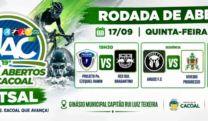 Rodada de abertura do futsal movimenta o 19º Jogos Abertos de Cacoal nesta quinta-feira
