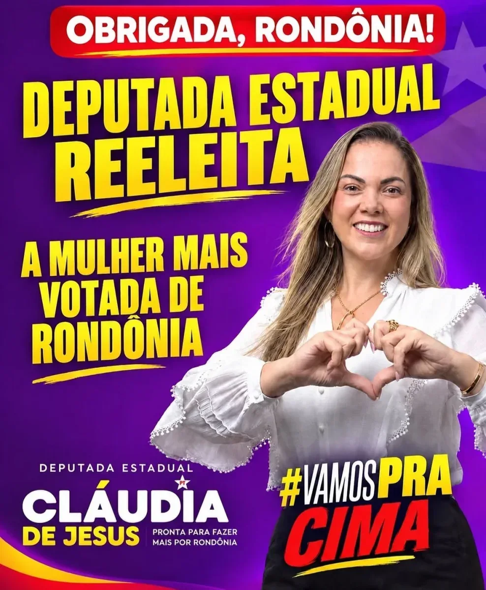 Cláudia de Jesus é reeleita e amplia presença do PT na Assembleia Legislativa de Rondônia Cláudia de Jesus é reeleita e amplia presença do PT na Assembleia Legislativa de Rondônia