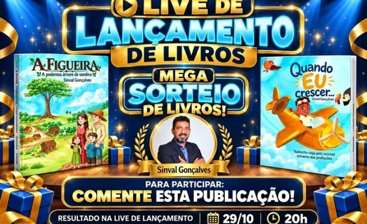 Escritor Sinval Gonçalves promove mega sorteio de livros em lançamento literário no dia 29 de outubro