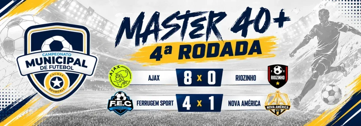 Master 40+ tem rodada de muitos gols no Estádio Aglair Tonelli